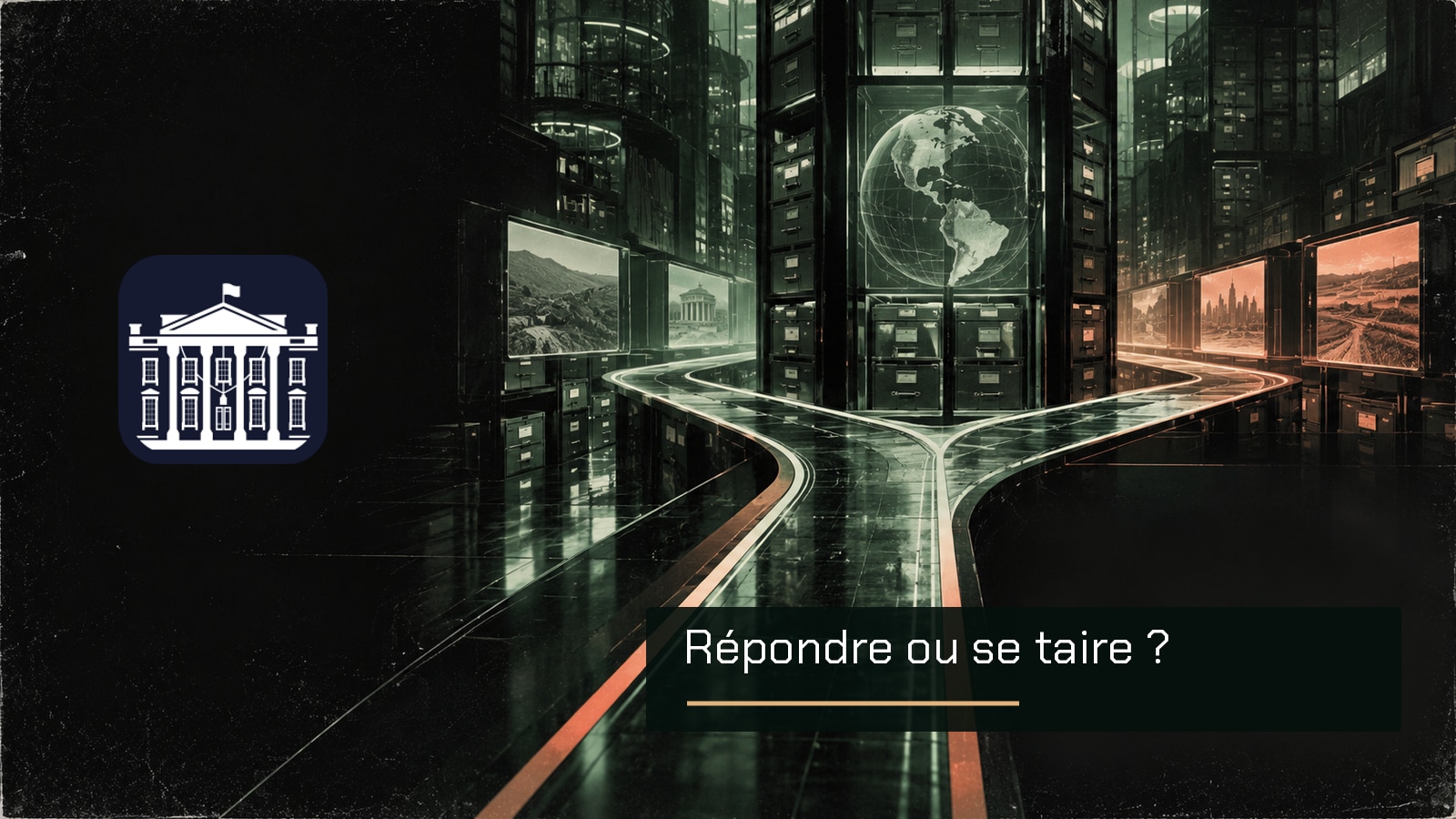 Emblème de la Maison-Blanche dans une archive numérique avec la question Répondre ou se taire ?